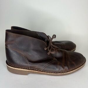 Clarks Bushacre Mens Size 12M Brown Leather Chukka Lace Up Ankle Boots 15522